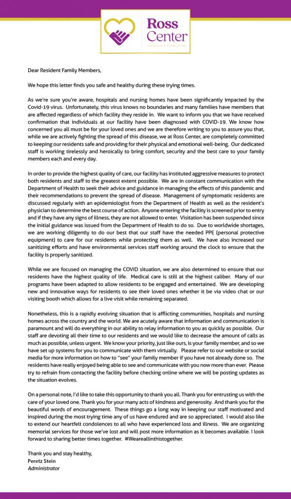 Ross-Center-Email-Edit COVID email